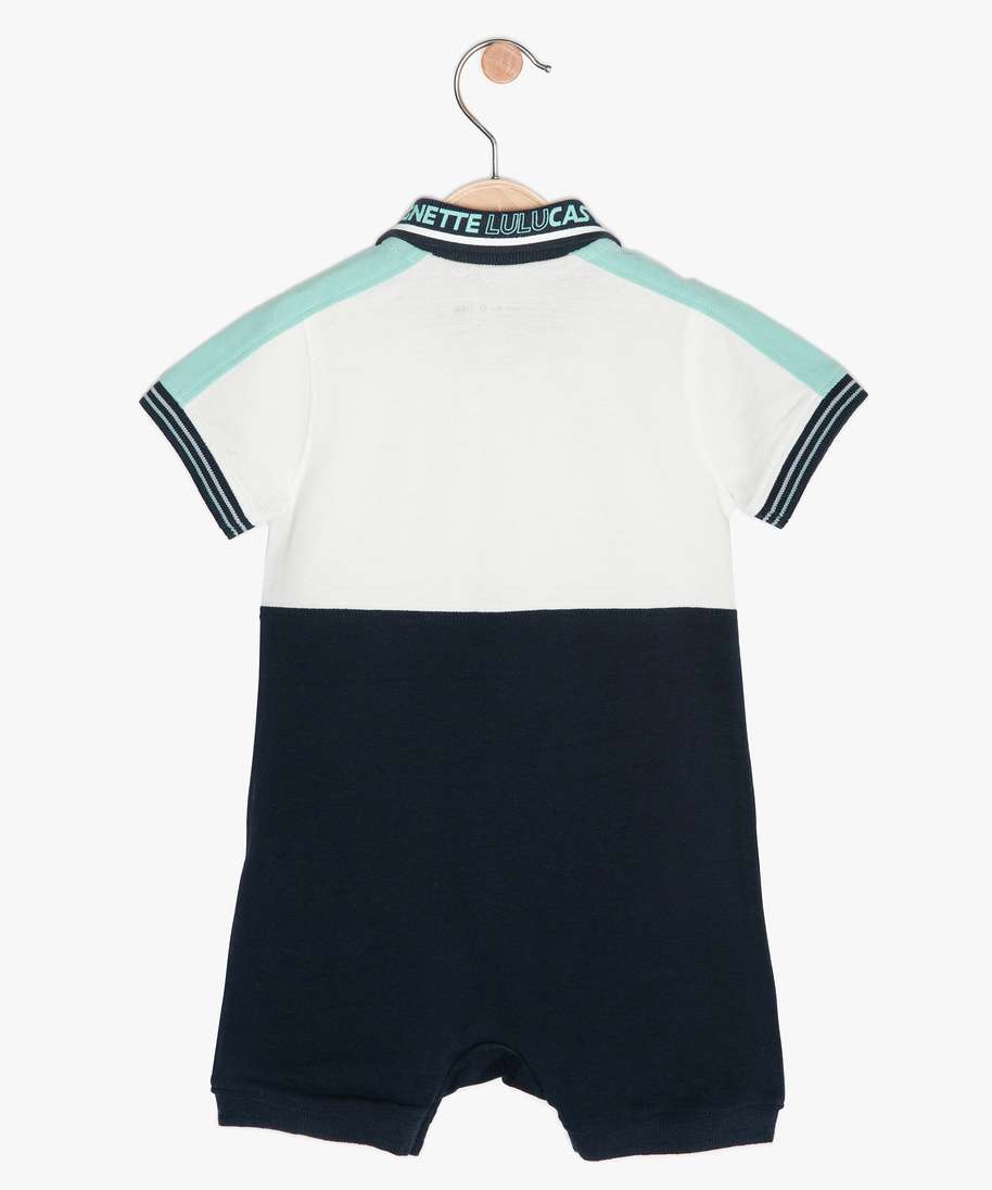 combishort bebe garcon facon polo lulu castagnette blanc