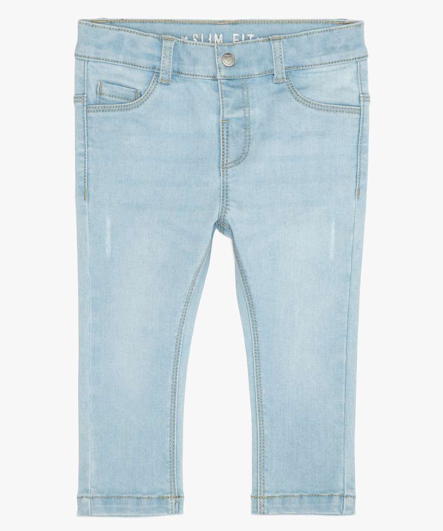jean bebe fille coupe slim compose de matieres recyclees bleu pantalons et jeans