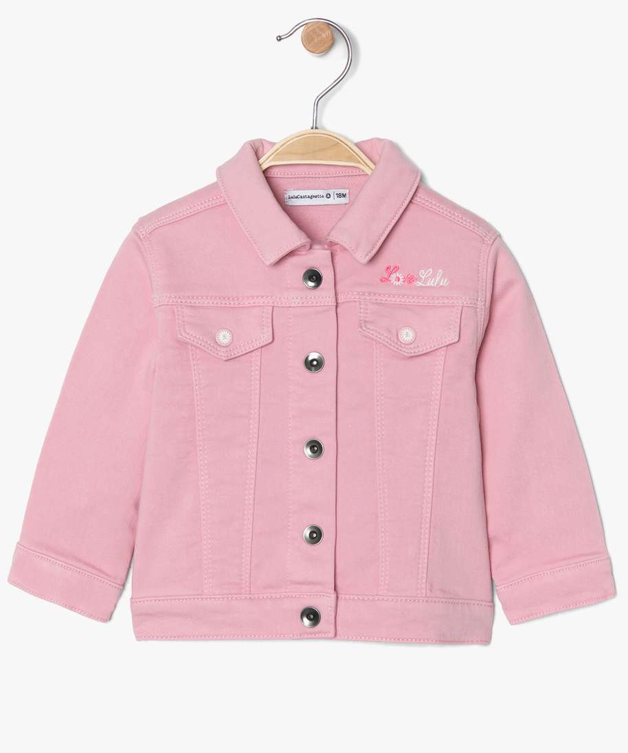 veste bebe fille en jean colore lulu castagnette rose