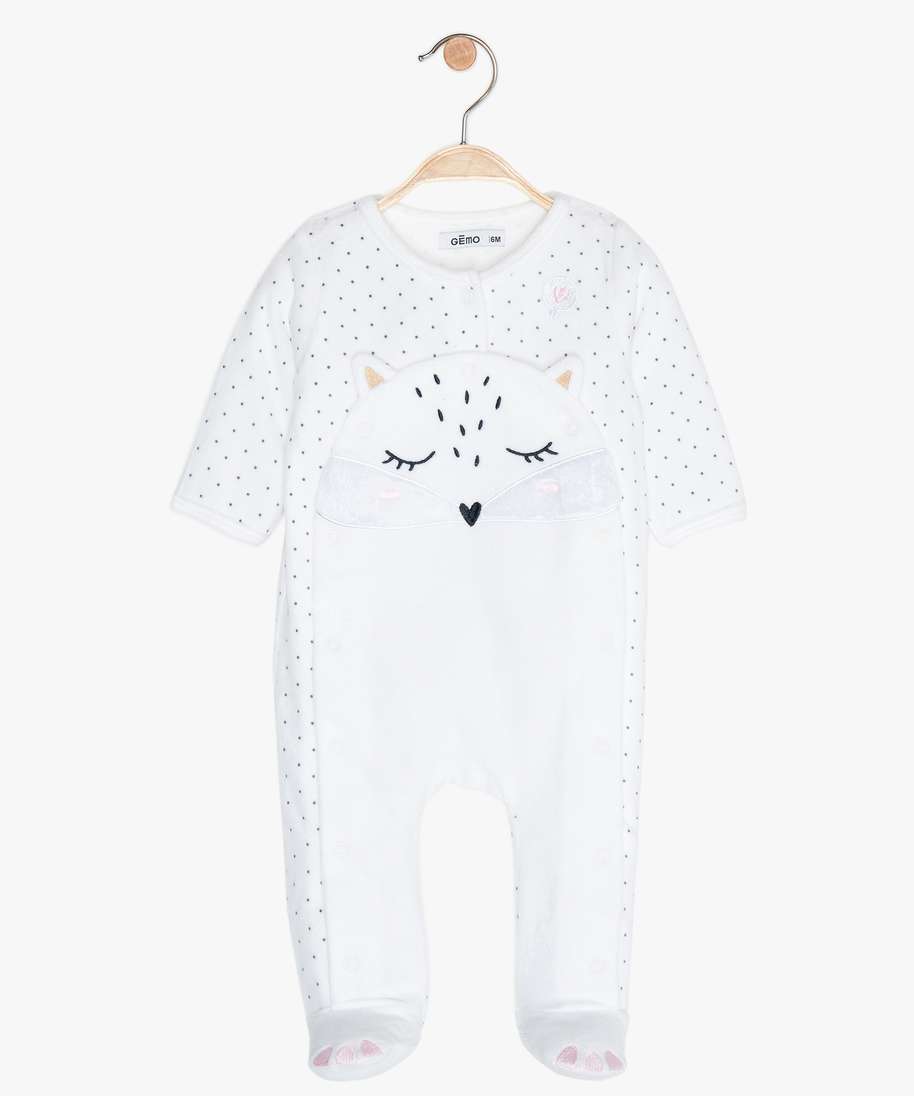 Surpyjama koala en velours enfant - gris clair chiné, Fille