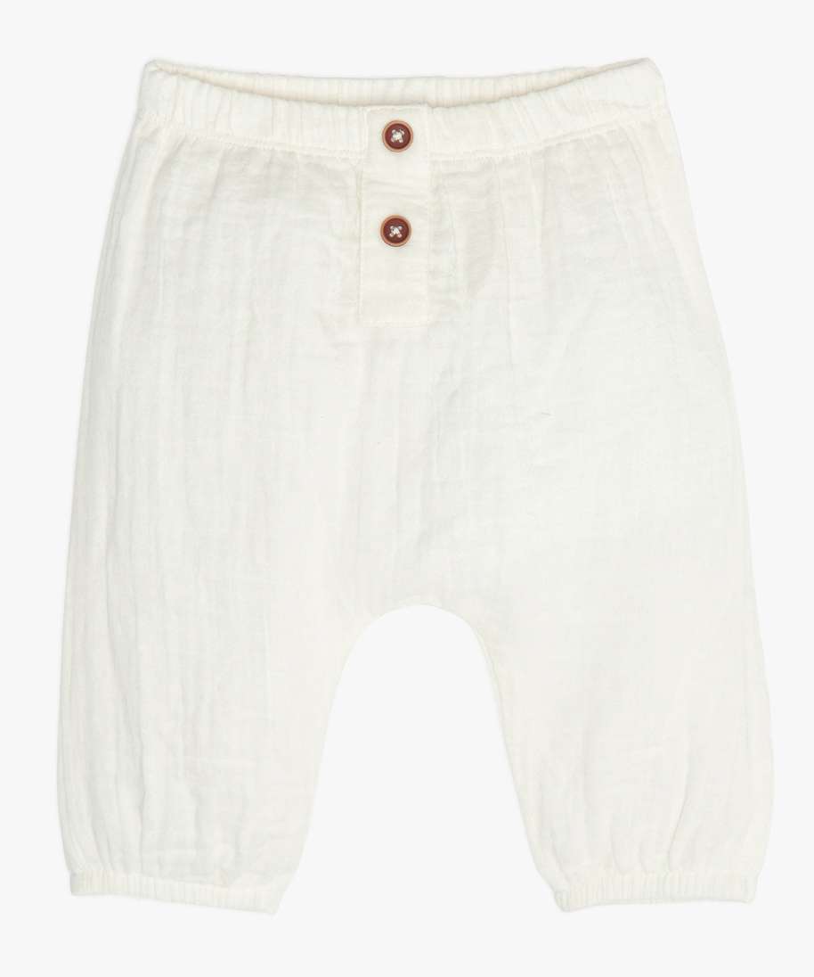 pantalon bebe fille en gaze 100 coton biologique blanc pantalons
