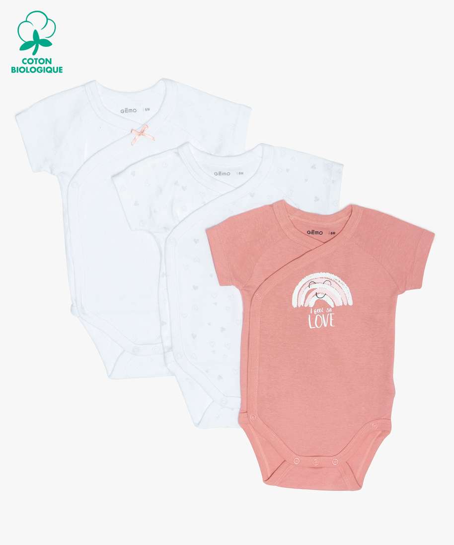 Lot 3 bodies US coton rose fushia bébé fille