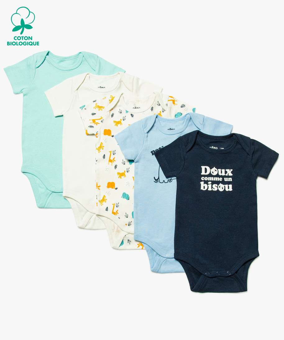 body bebe garcon a manches courtes (lot de 5) multicolore bodies et  sous-vetements