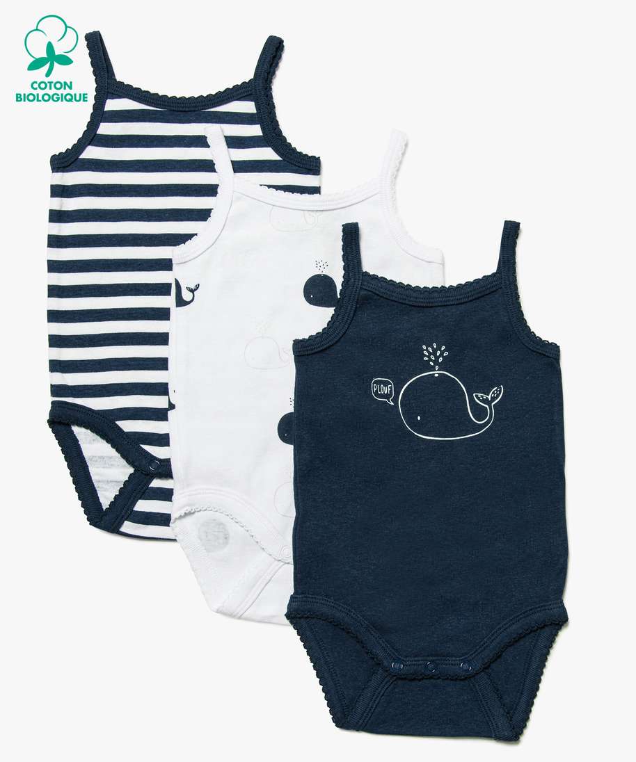 body bebe fille a bretelles theme marin (lot de 3) bleu bodies et  sous-vetements bebe