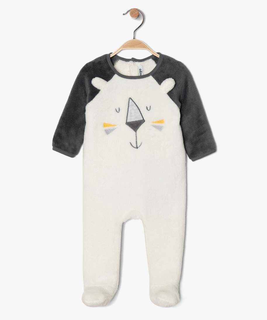 pyjama bebe en maille peluche bicolore blanc bebe