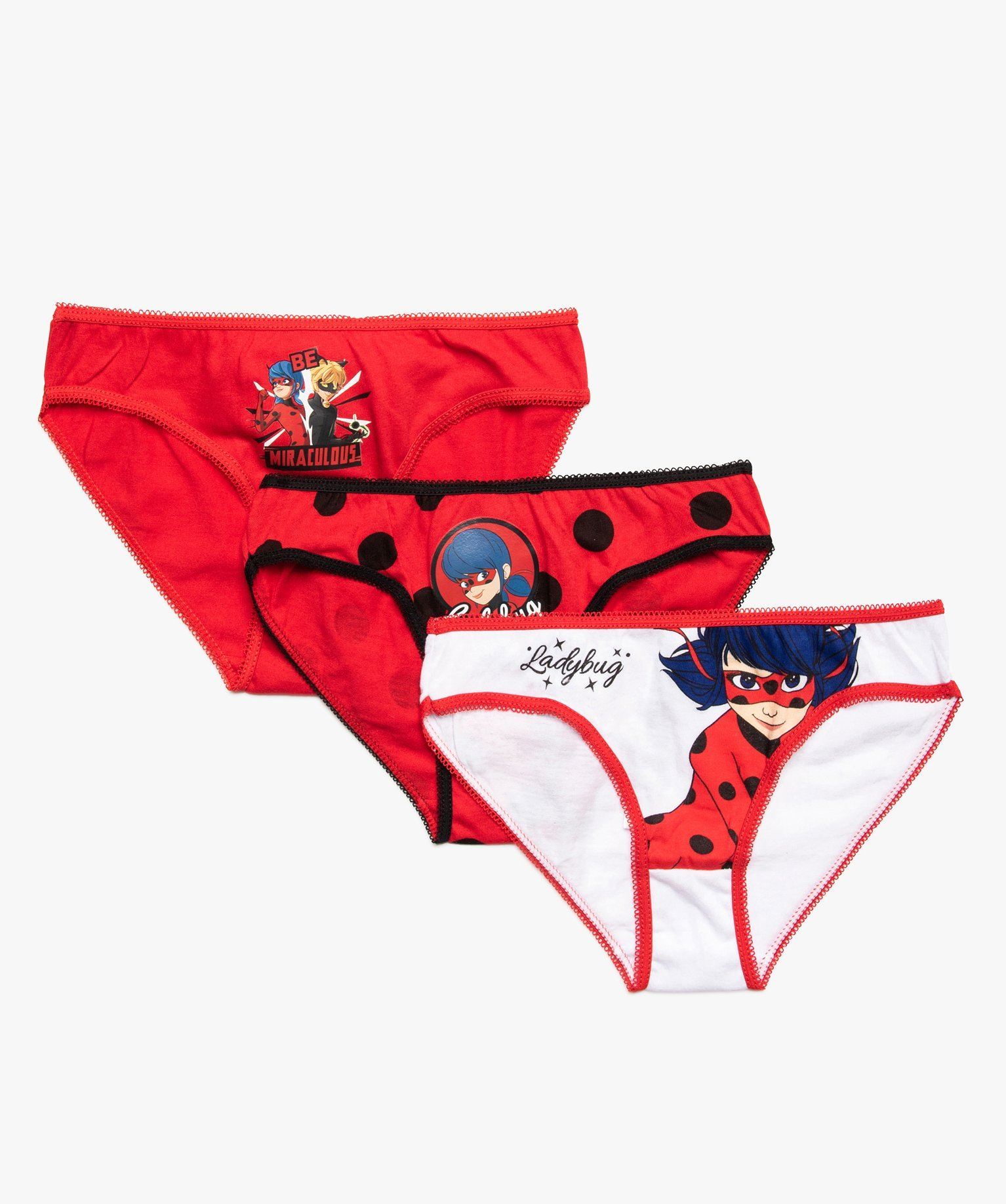 culotte fille en coton imprimee miraculous (lot de 3) multicolore  sous-vetements