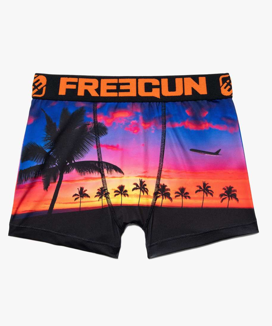 boxer garcon en microfibre coucher de soleil freegun multicolore