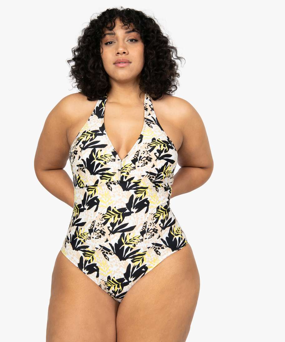 maillot de bain femme grande taille 1 piece a nouer dans le cou