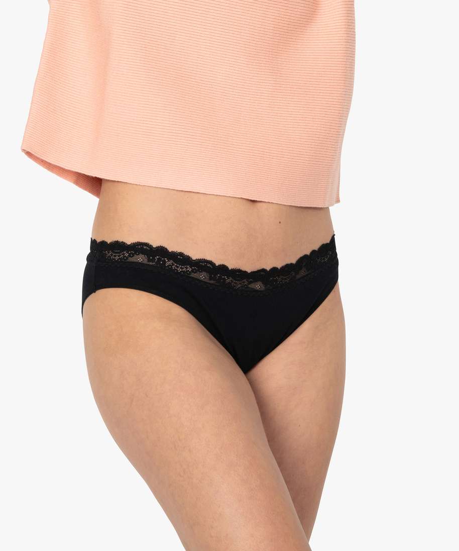 culotte en coton stretch avec taille dentelle femme (lot de 2