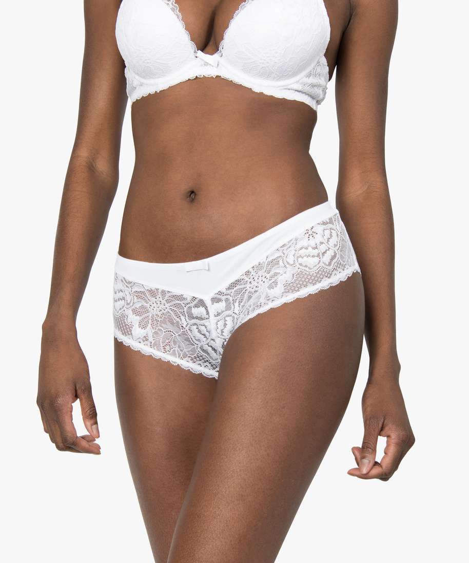 Culotte Taille Haute Noire En Dentelle Lacée Au Bas Du Dos
