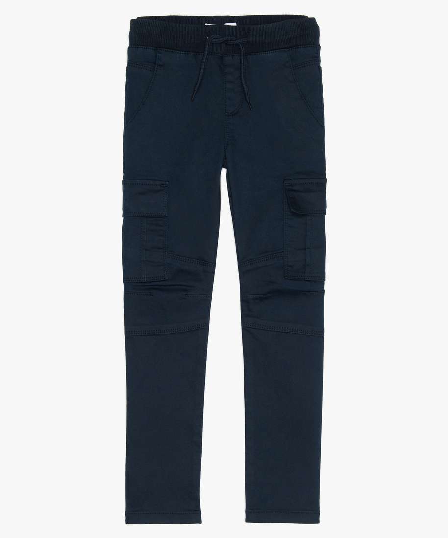 pantalon garcon multipoches en matiere resistante bleu pantalons
