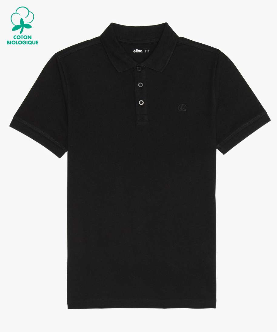 polo a manches courtes en maille piquee garcon noir polos