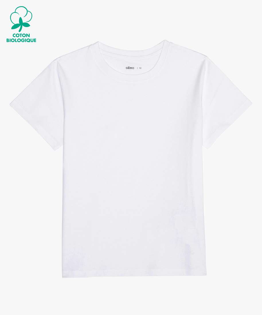 tee-shirt fille a manches courtes et col rond blanc tee-shirts