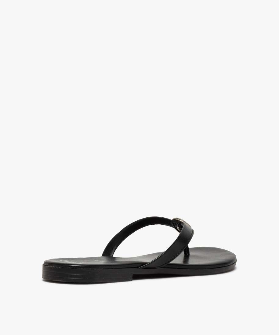 tongs femme a fines brides et bijou strass noir standard sandales plates et nu pieds femme GEMO