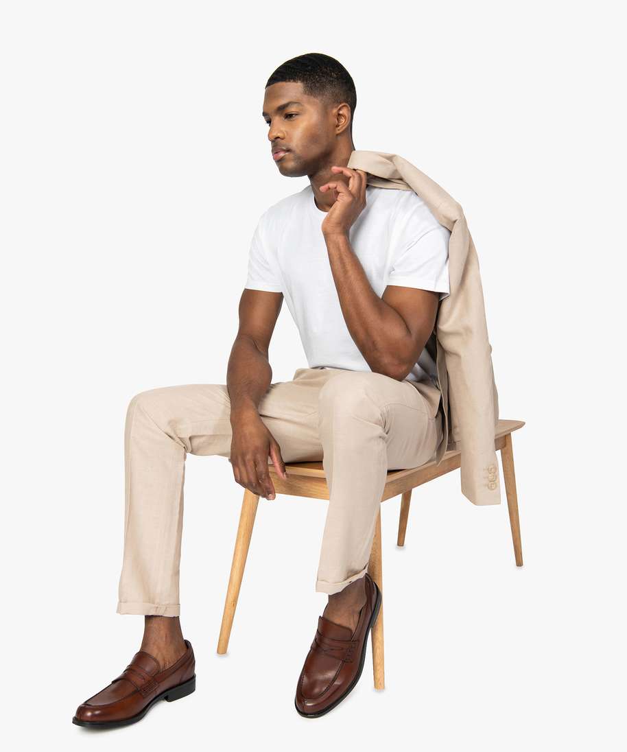 Pantalon en lin beige homme hotsell
