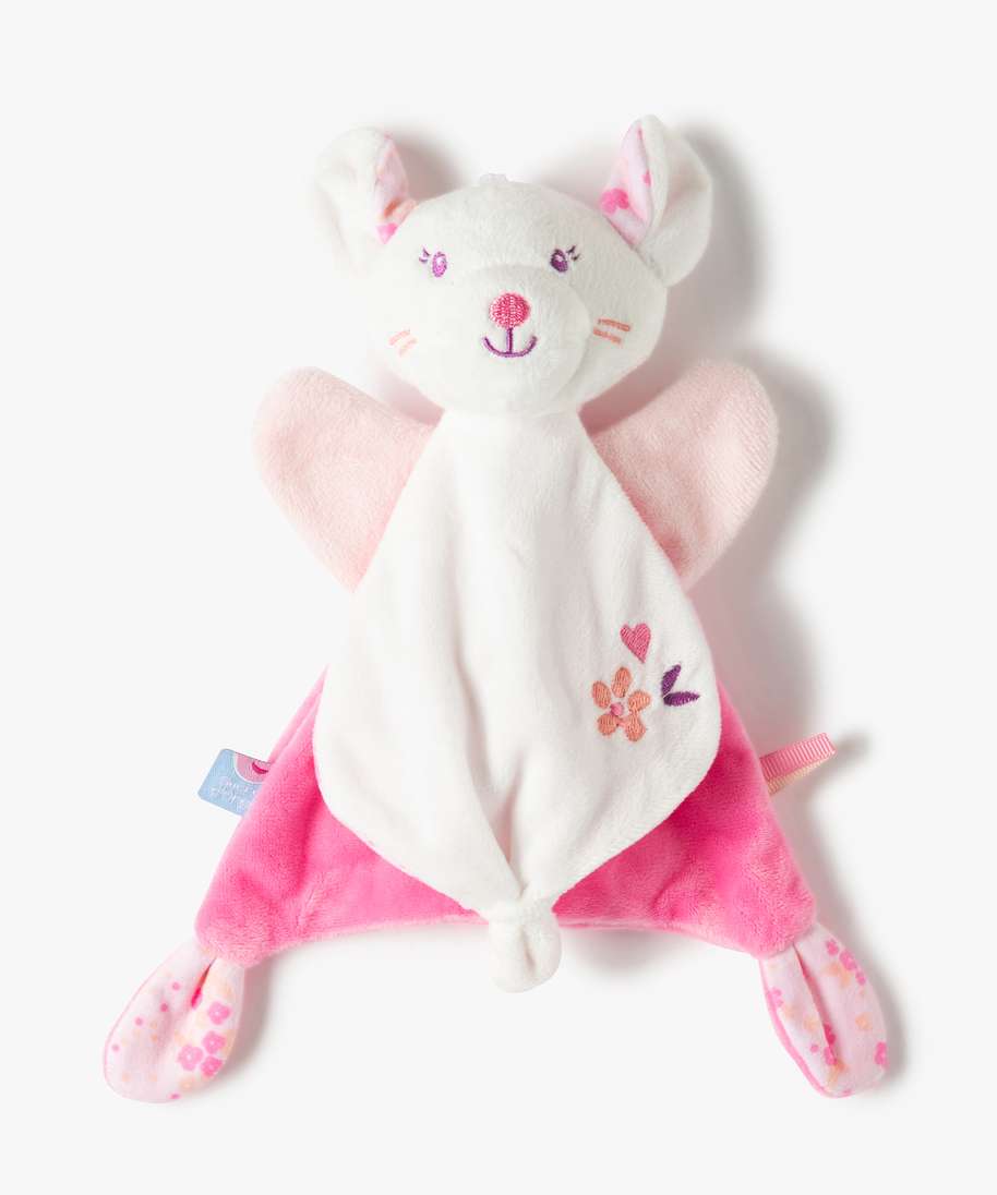 doudou bebe fille en forme de souris – sucre d'orge rose bebe