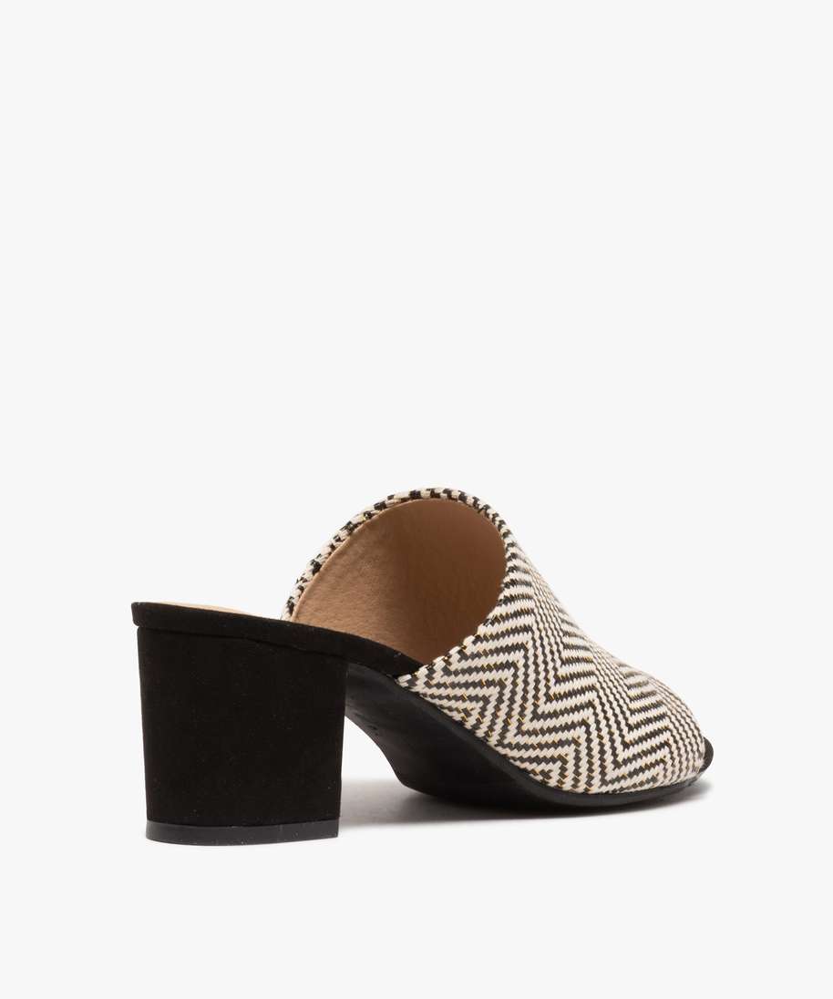 Mules Sandale A Talon Pied Large Mules Femme A Talon Carre Coupe