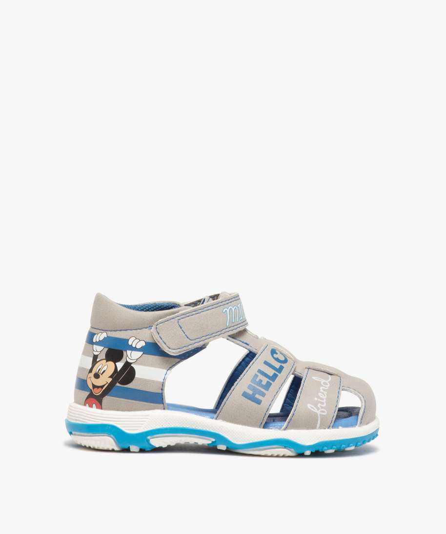 sandales bebe garcon a scratch mickey gris sandales et nu pieds