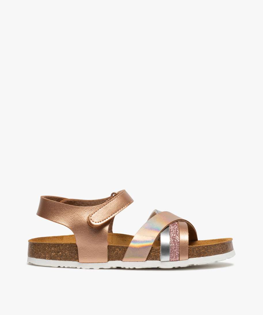 sandales fille a brides pailletees et irisees rose vif sandales et nu pieds fille GEMO