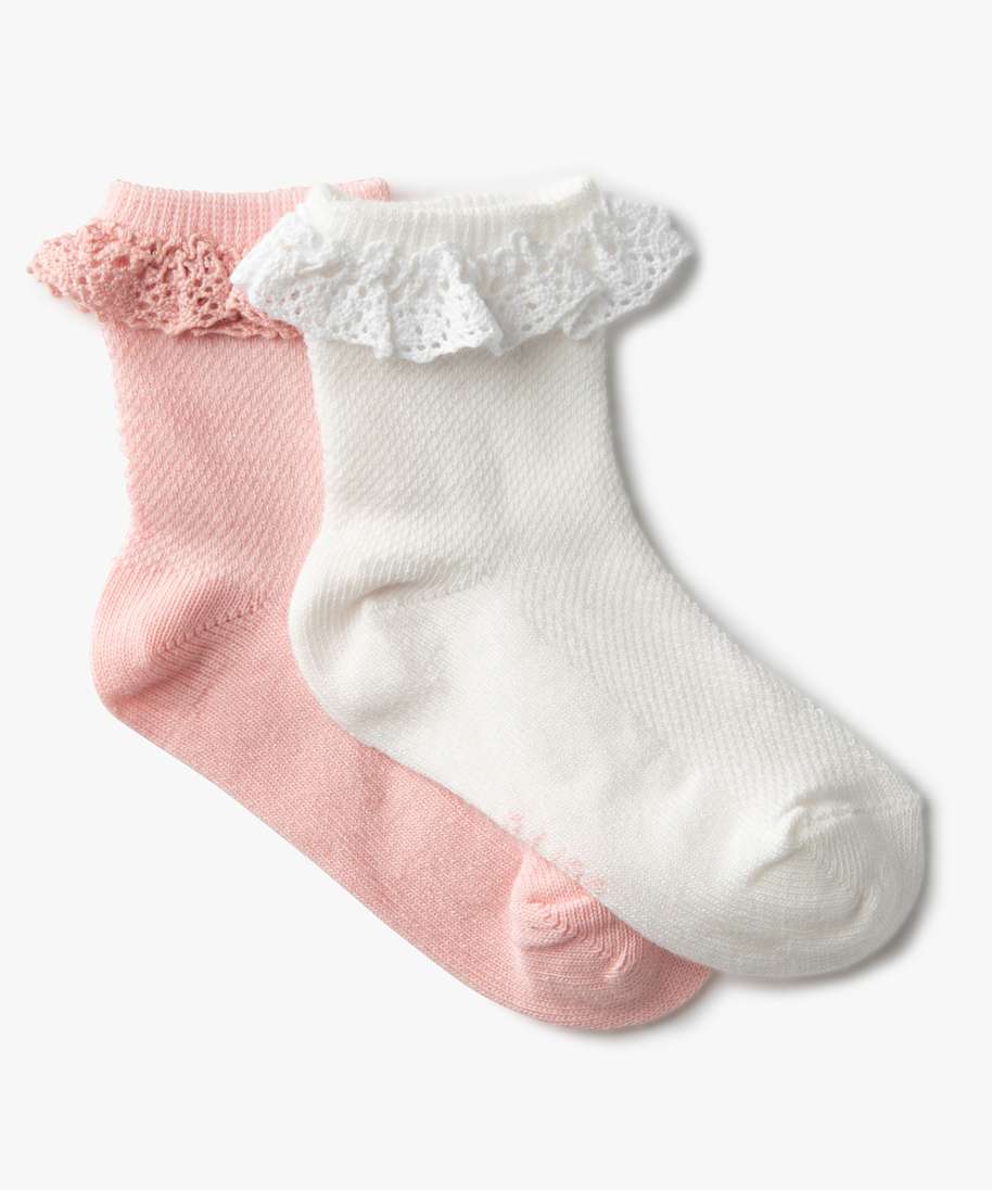 chaussettes bebe fille a volants (lot de 2) blanc chaussettes