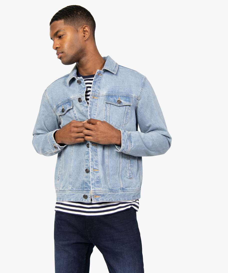 blouson homme en jean coupe droite bleu manteaux et blousons homme