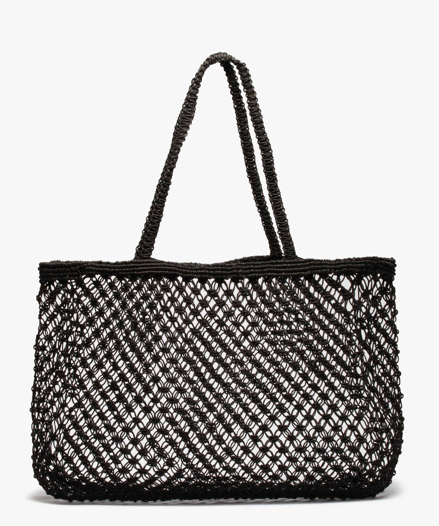 sac de plage femme macrame en jute noir cabas grand volume femme GEMO
