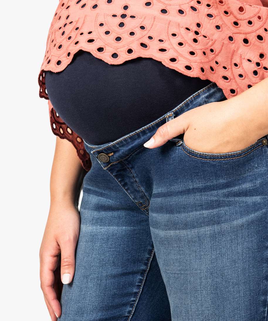 jean de grossesse coupe slim avec bandeau taille haute maternite grande taille gris taille haute femme GEMO