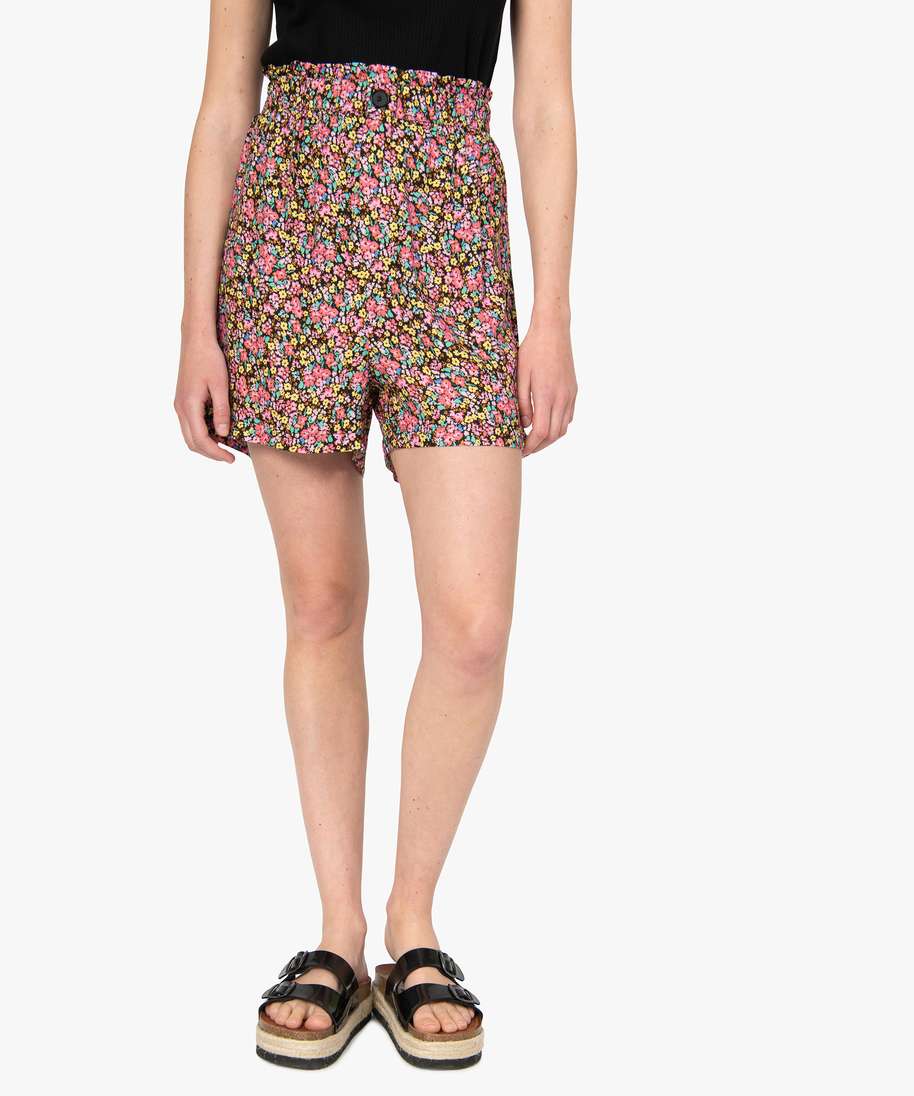 Gemo Short Femme ImprimÃ© Jupe-short Femme Fluide Motif Fleuri
