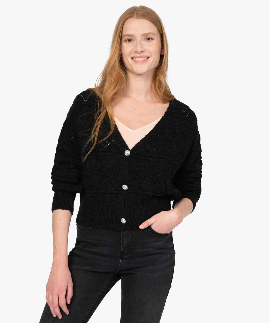 gilet noir sans bouton femme