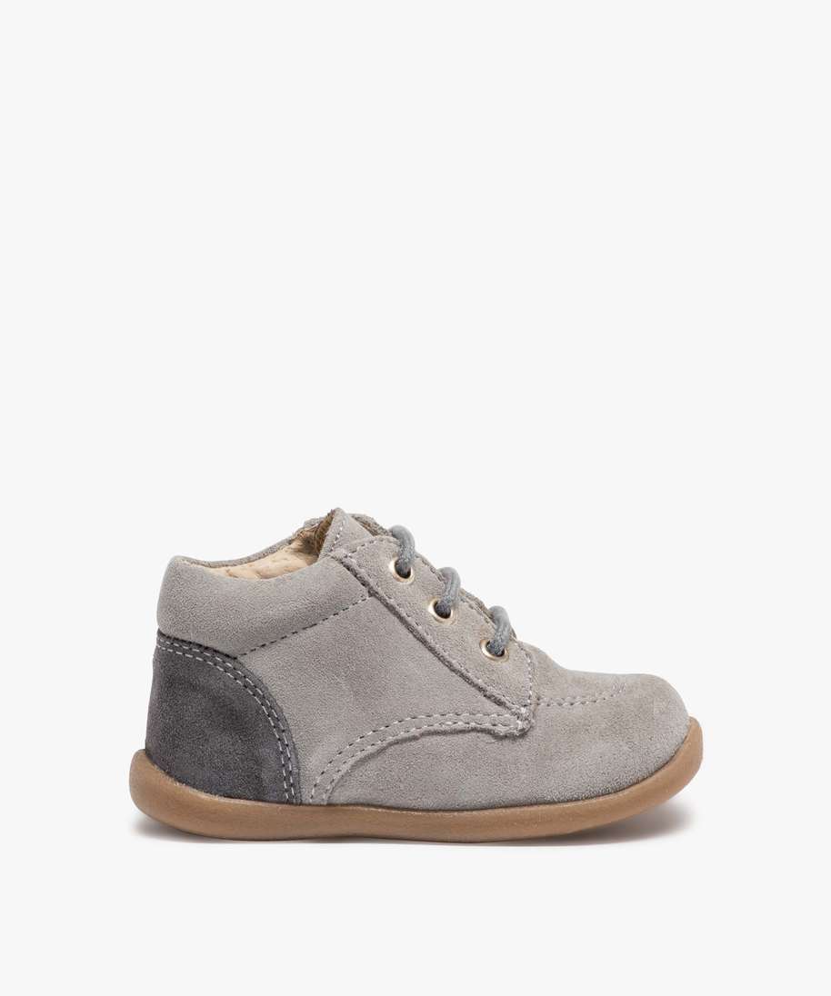 chaussures de marche bebe en cuir bicolores gris