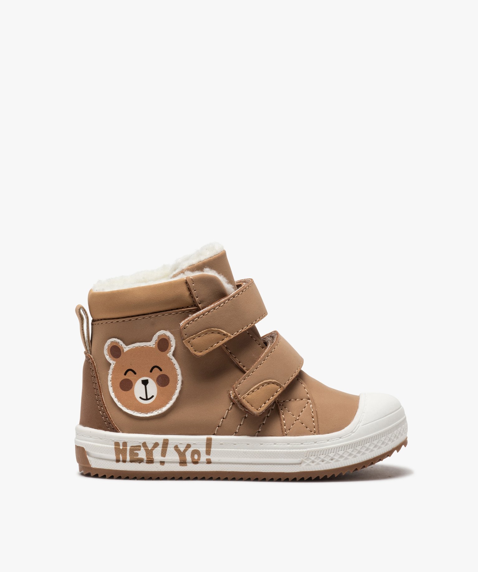 boots fourrees bebe garcon a scratch brun bottes et chaussures montantes  bebe