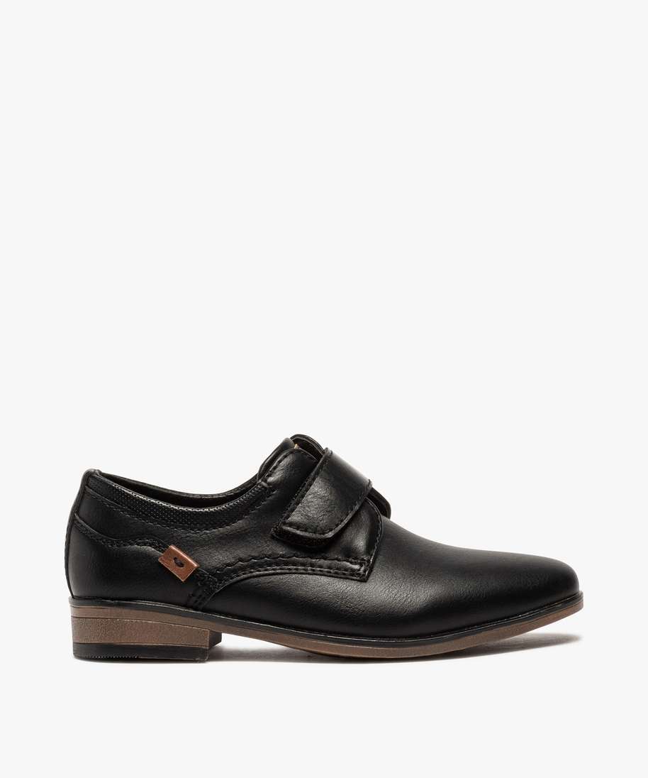 derbies garcon unis a scratch avec bout amande noir vif chaussures basses garcon GEMO