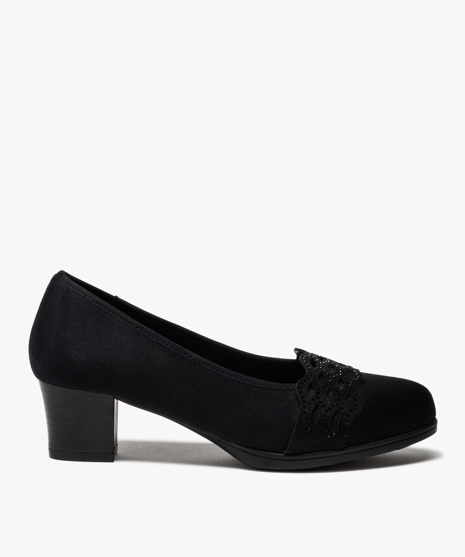 escarpins femme a talon dessus en suedine et strass bleu escarpins
