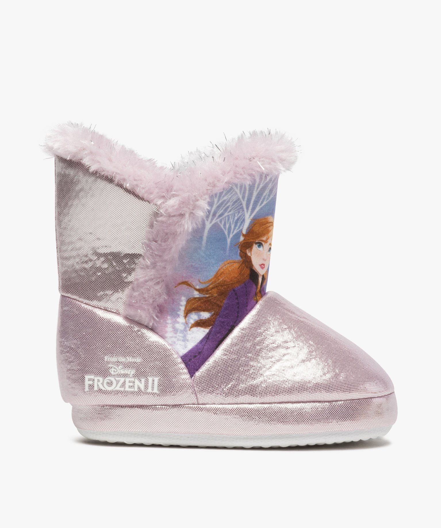chaussons fille boots a bords fourres - reine des neiges violet
