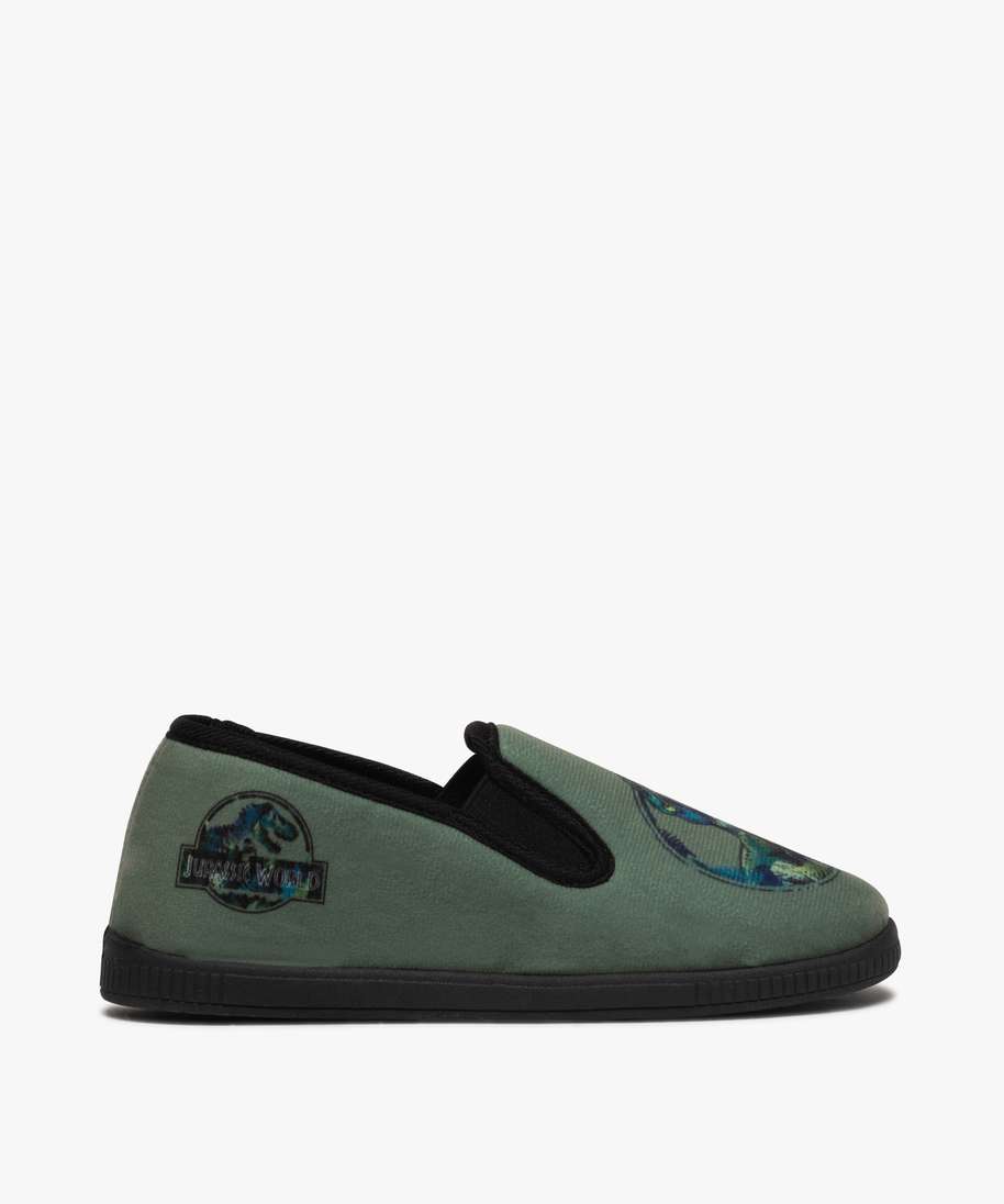 chaussons garcon style slippers - jurassic world vert