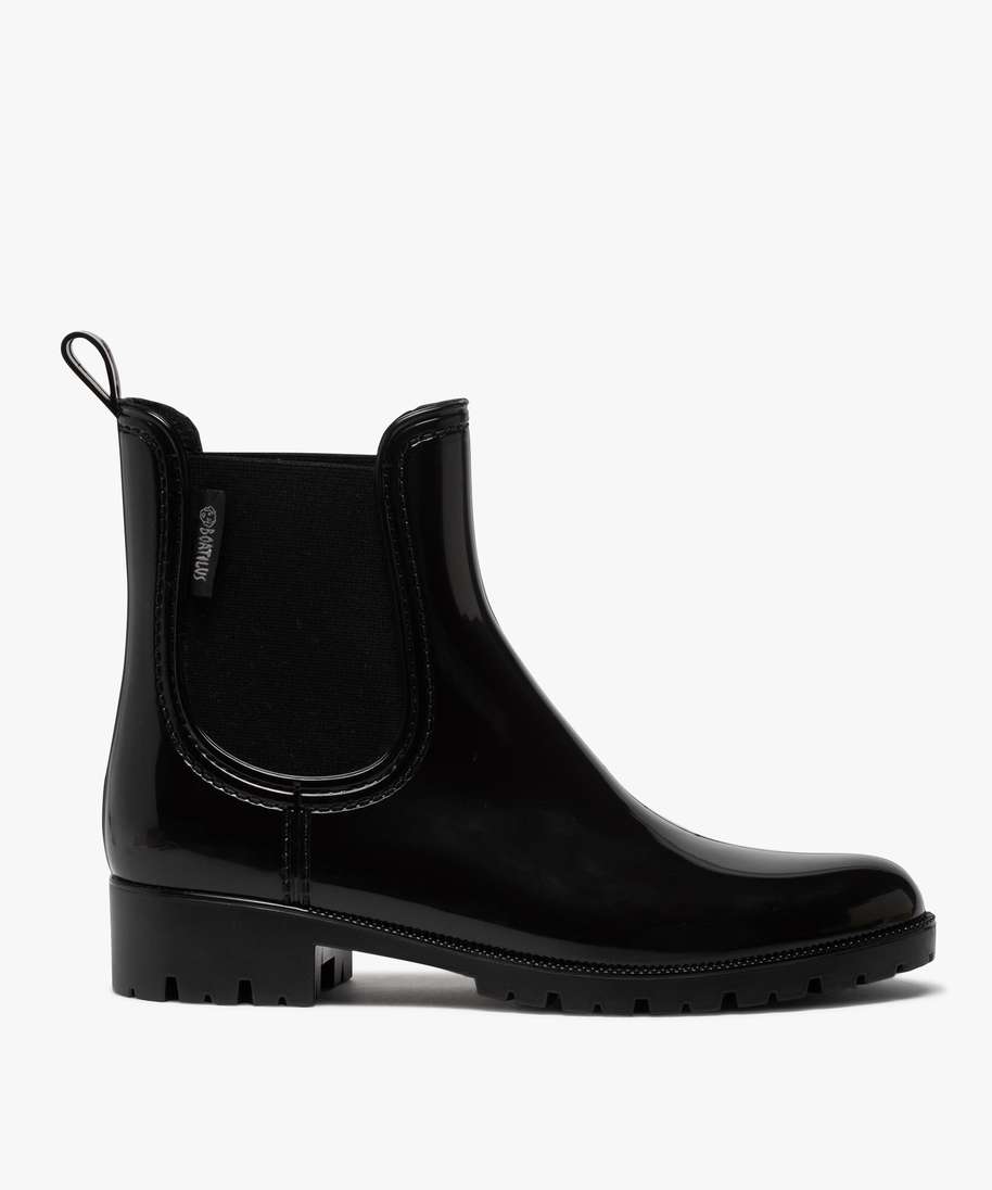 boots de pluie femme style chelsea unis - boatilus noir