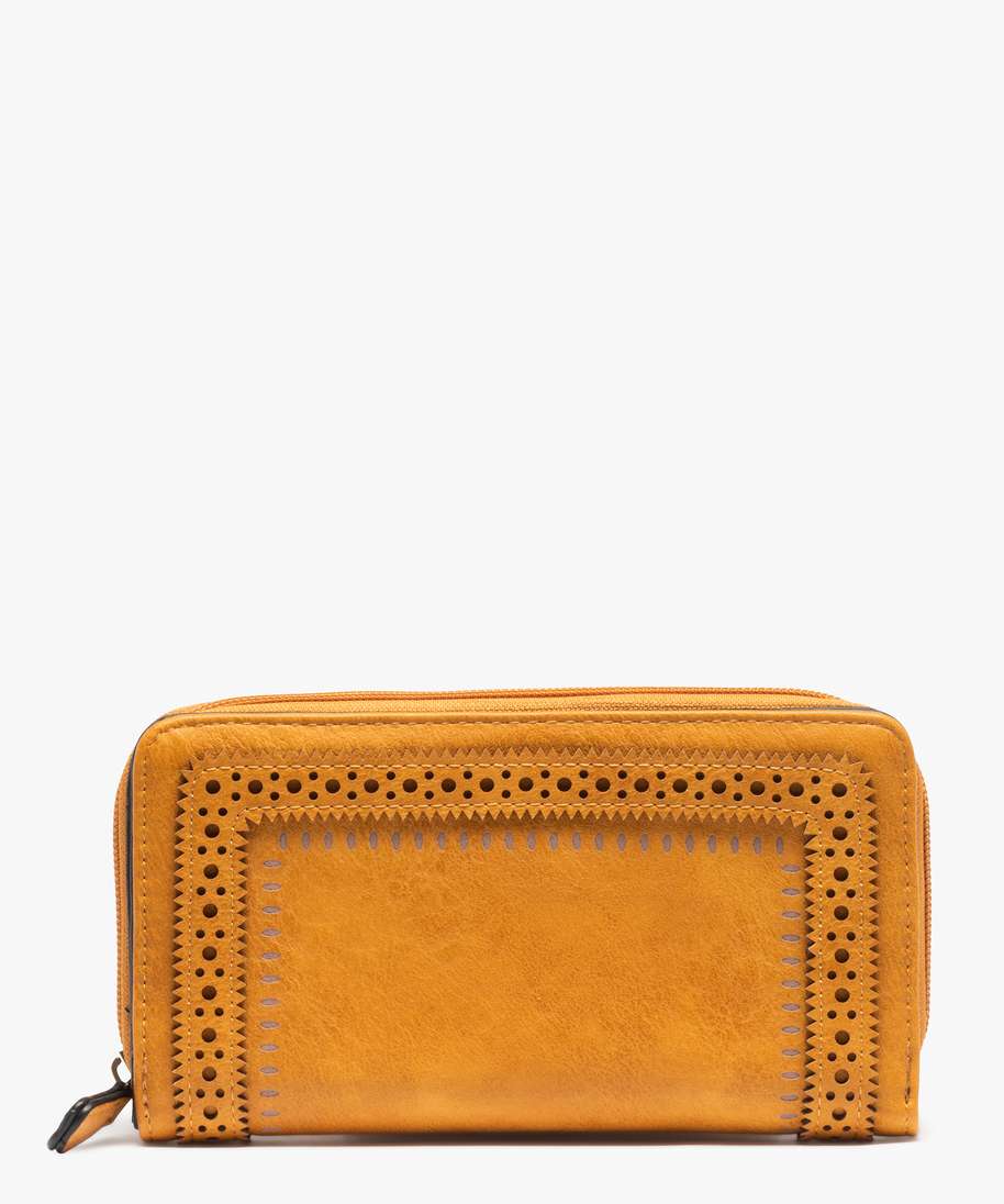 portefeuille femme avec double fermeture jaune porte-monnaie et portefeuilles