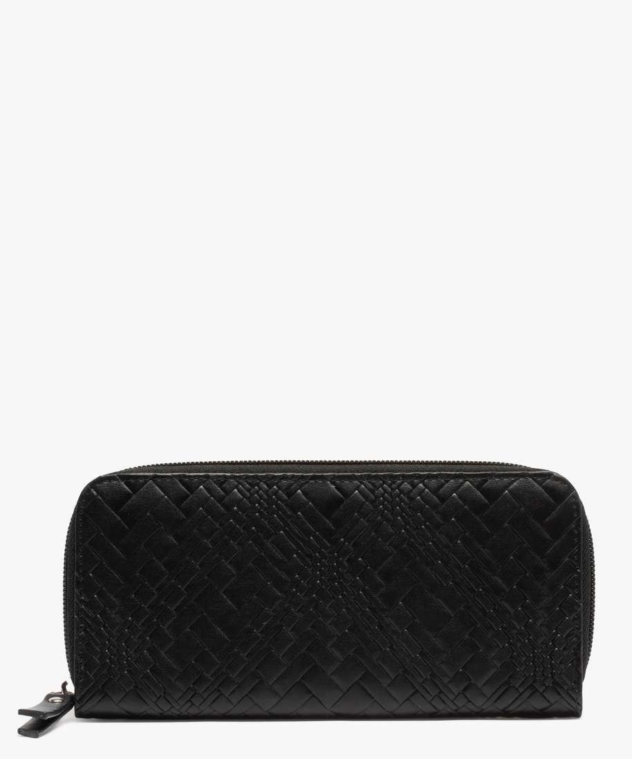 portefeuille femme en matiere texturee noir porte-monnaie et portefeuilles