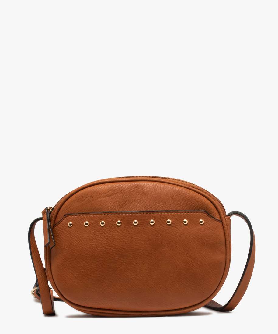 sac besace femme arrondi a clous dores orange sacs bandouliere femme GEMO