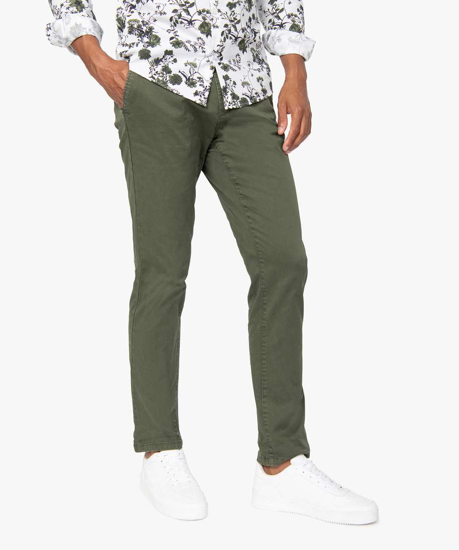 pantalon chino en coton stretch coupe slim homme vert pantalons de costume