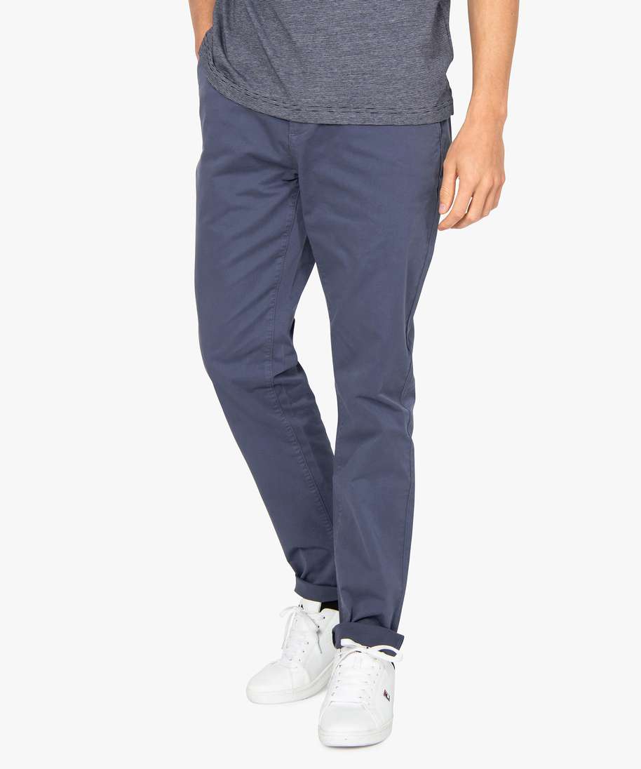pantalon chino homme en coton stretch bleu pantalons de costume