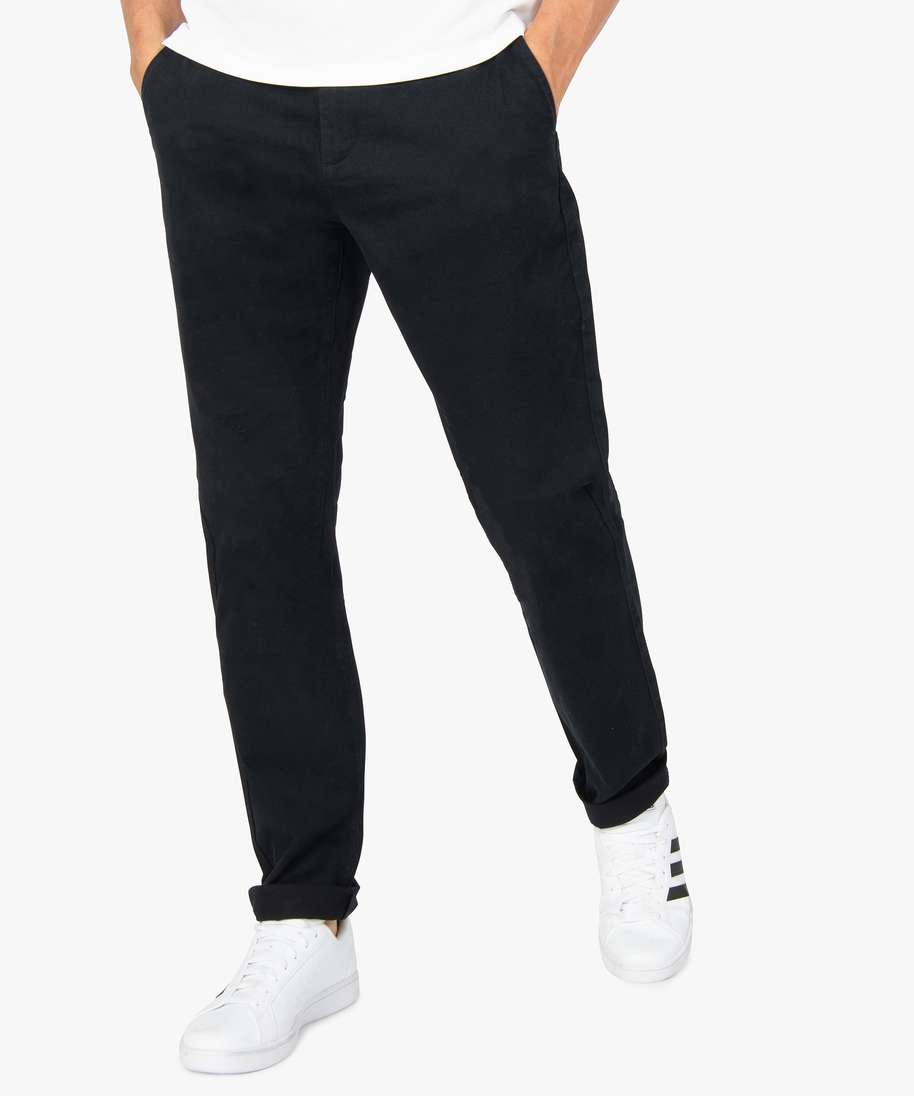 pantalon chino homme en coton stretch noir pantalons de costume