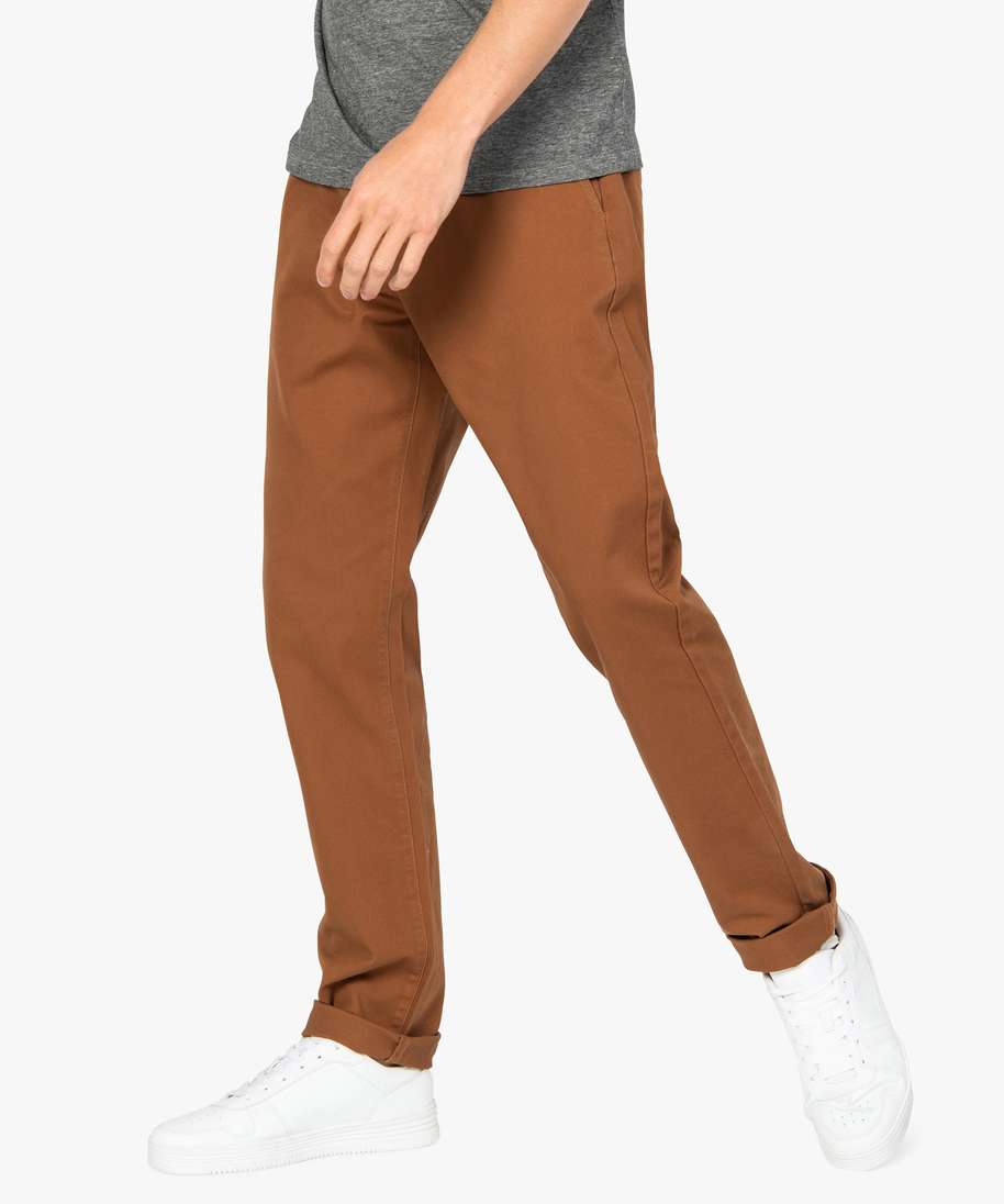 pantalon homme chino stretch en maille piquee brun pantalons de costume