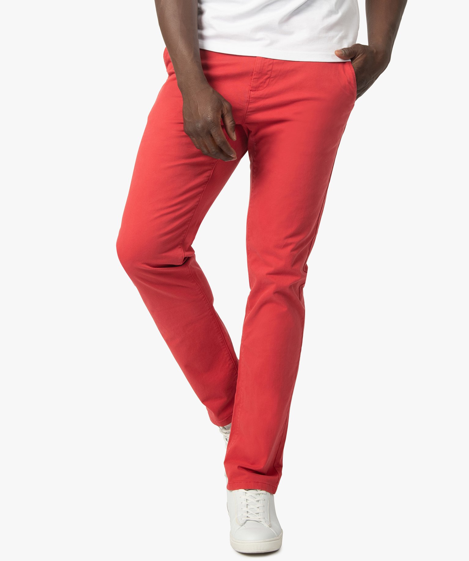 Pantalon Homme Coton Stretch Rouge