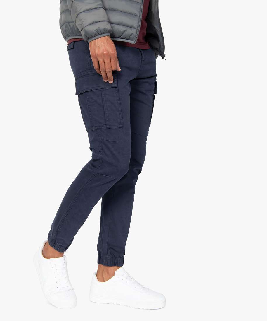 pantalon homme cargo multipoche au coloris unique bleu pantalons de costume