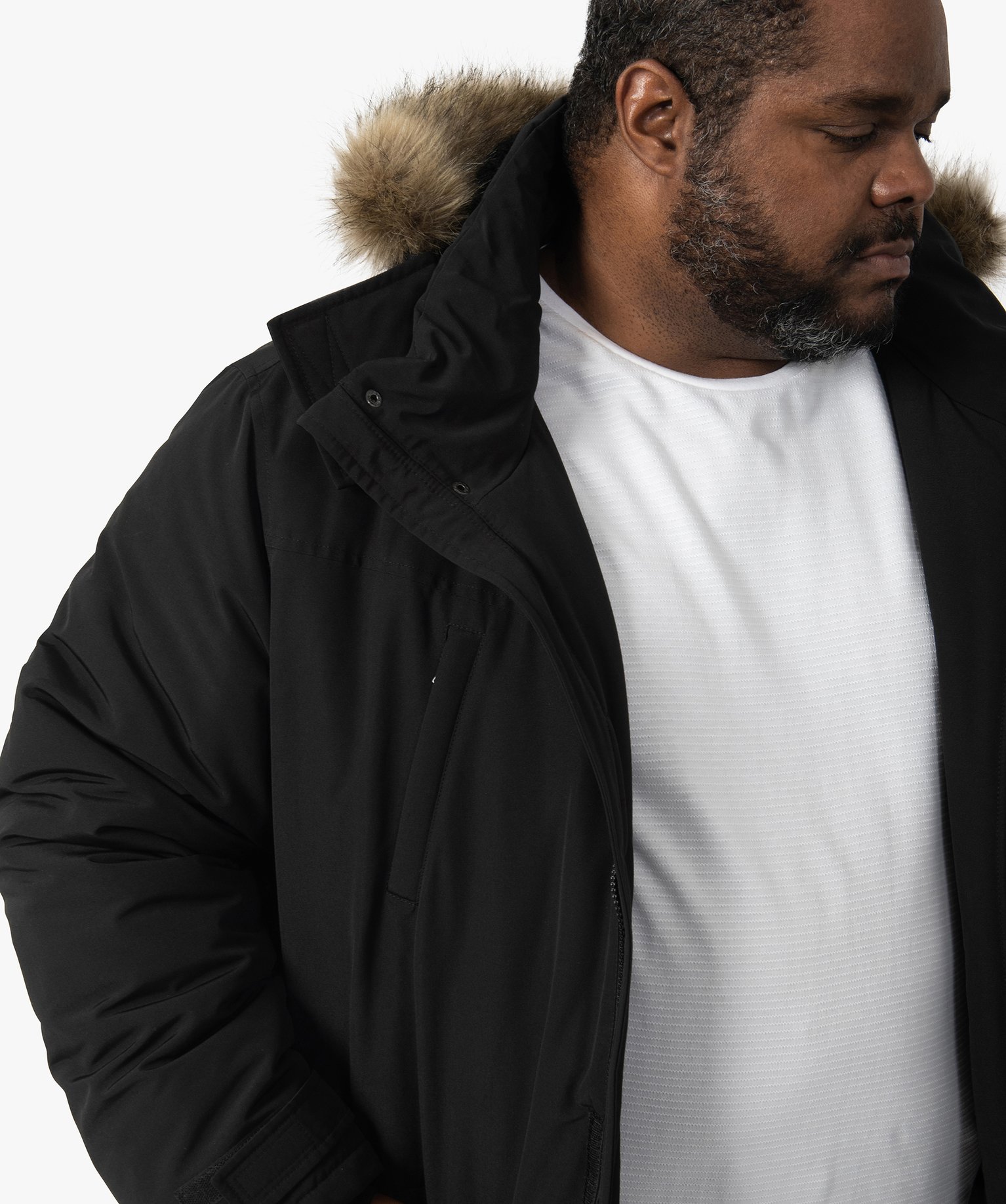 parka homme grande taille a capuche avec bord fantaisie amovible noir manteaux et blousons homme GEMO