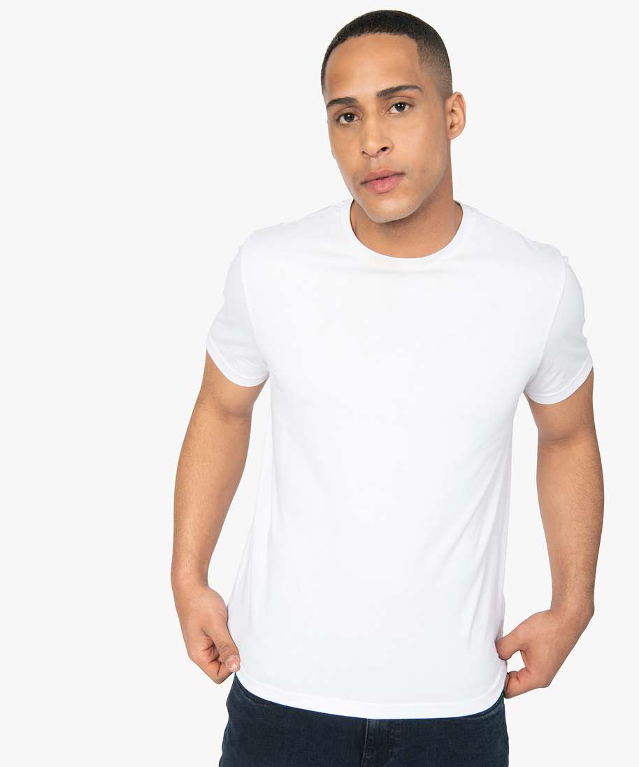 tee-shirt homme a manches courtes uni blanc tee-shirts