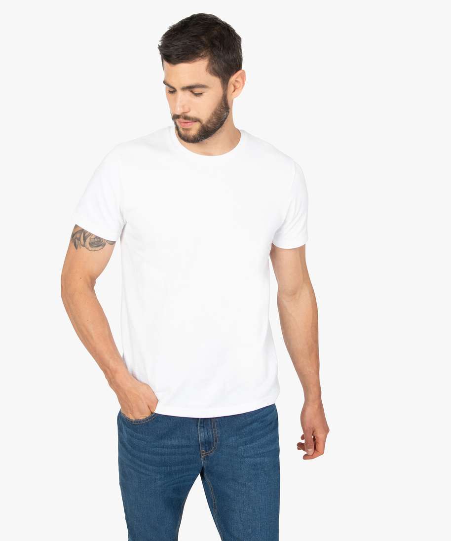 tee-shirt homme 100 coton biologique en maille texturee blanc tee-shirts