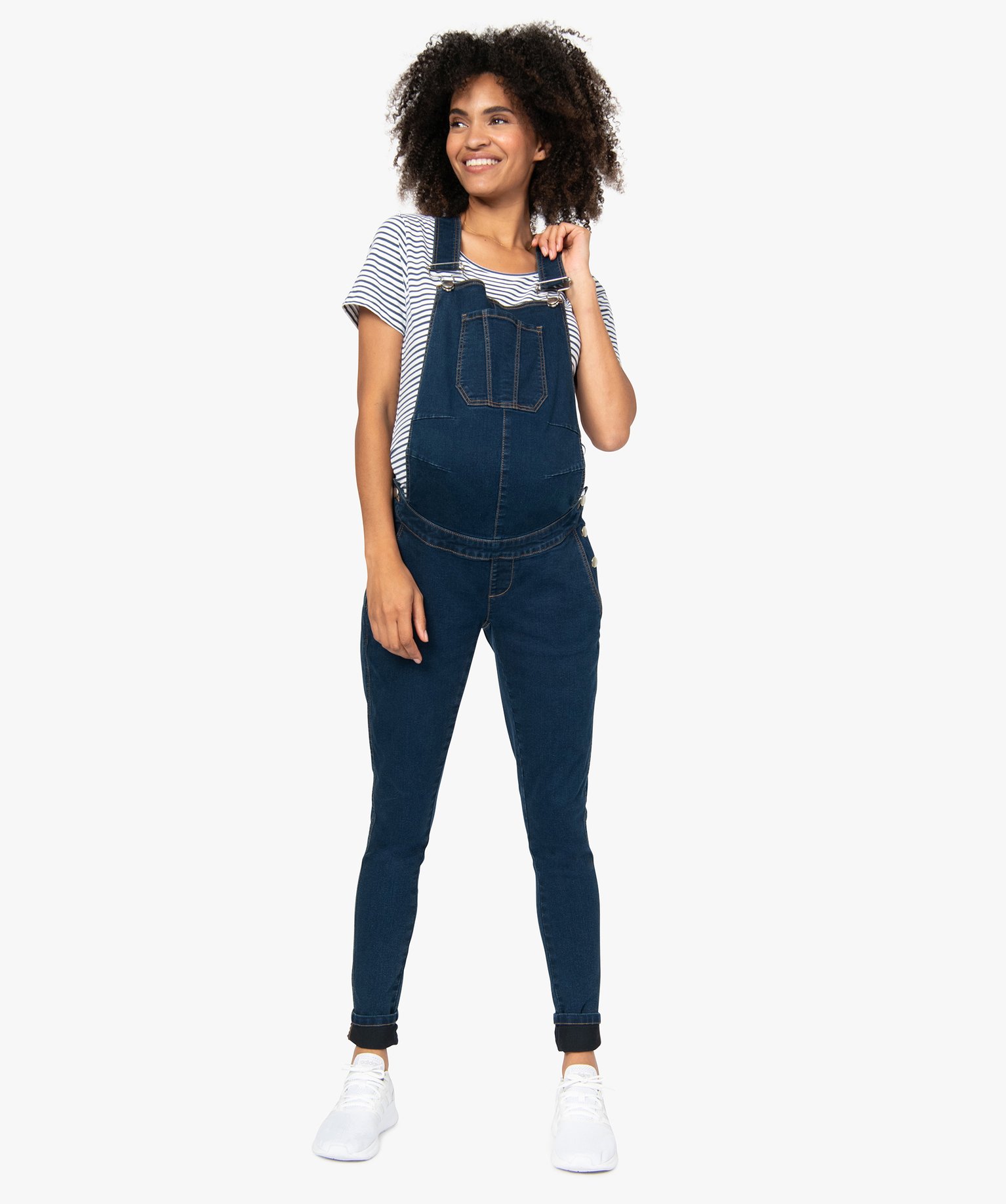 salopette en jean de grossesse en denim stretch bleu femme