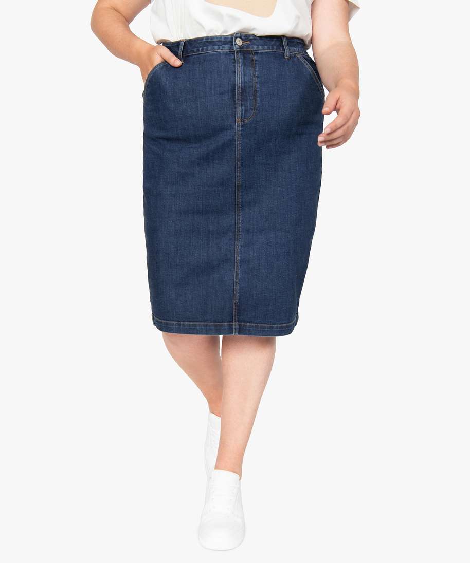 jupe femme en jean longueur genou bleu jupes en jean